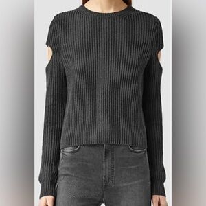 All Saints Ria Black Ribbed Sweater